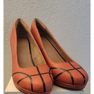 Charis & Doxa Basketball Wedges Womans Sz. 8 W Leather Real Basketball Material